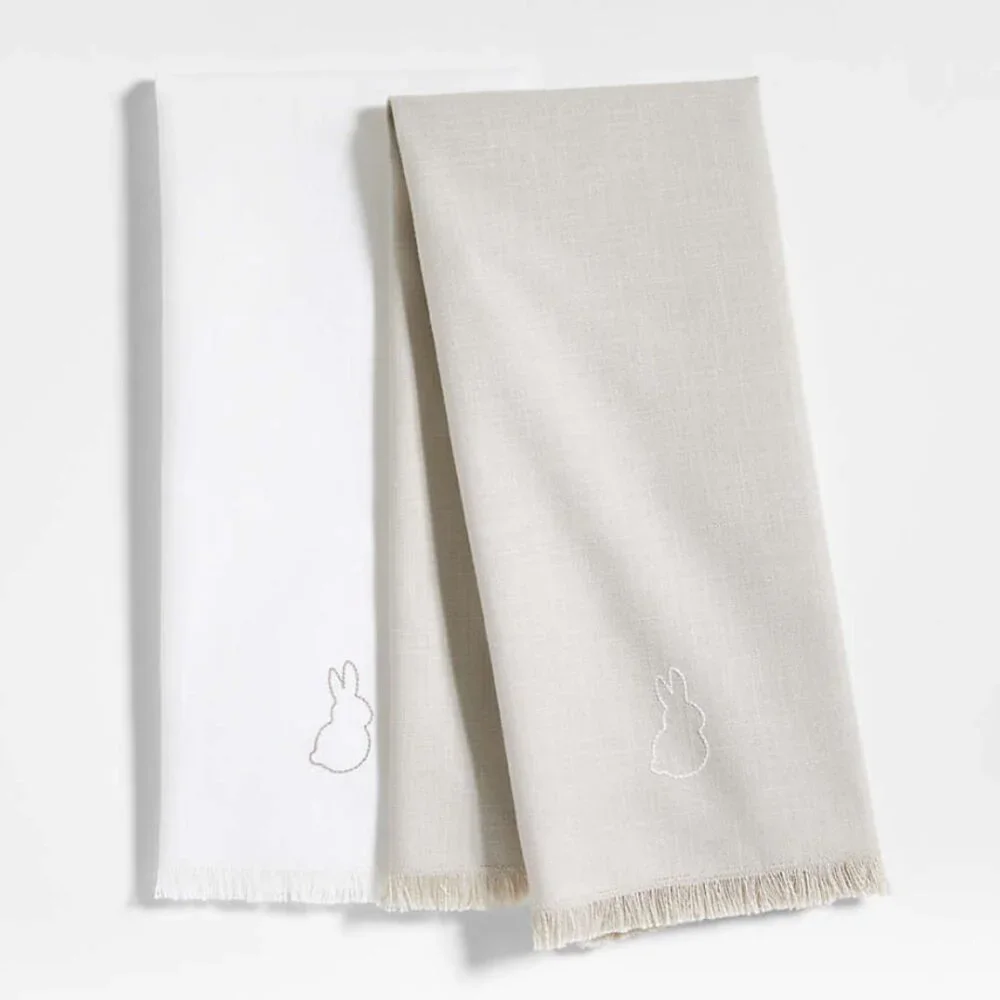 Crate & Barrel Easter Bunny Organic Cotton Dish Towels Set of 2